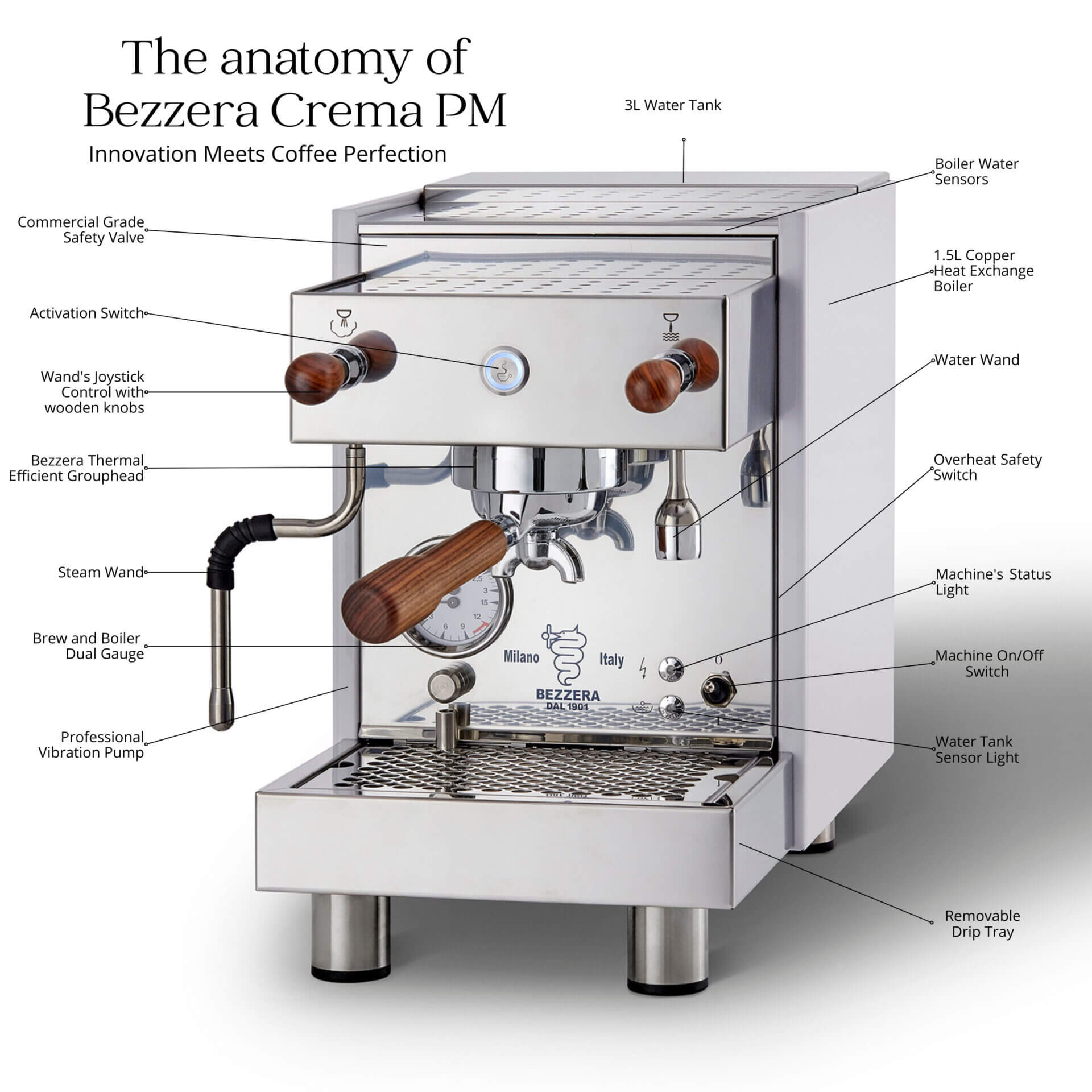 Bezzera Crema PM Anatomy Espresso Machine